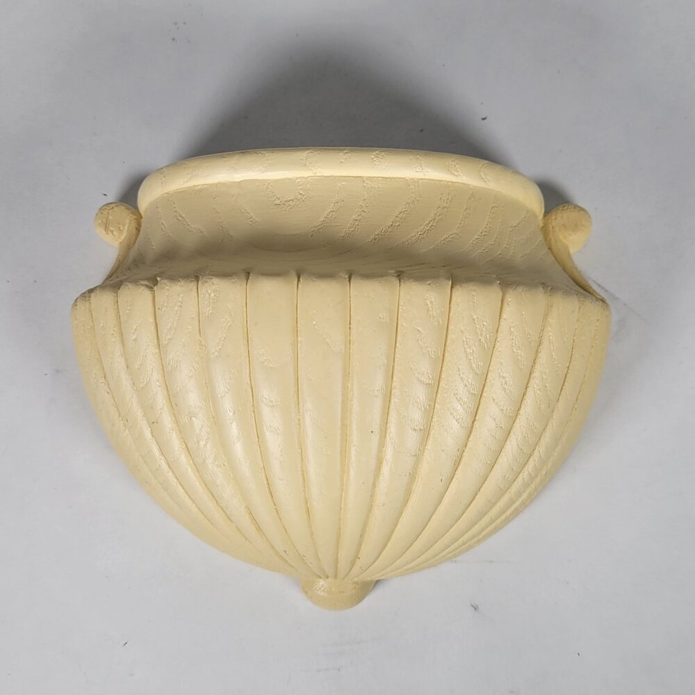 Vintage Homco Ribbed Wall Pocket, Cream, Made in USA, 1982